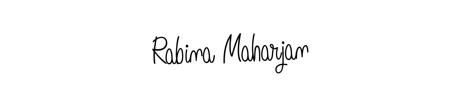 Create a beautiful signature design for name Rabina Maharjan. With this signature (Angelique-Rose-font-FFP) fonts, you can make a handwritten signature for free. Rabina Maharjan signature style 5 images and pictures png