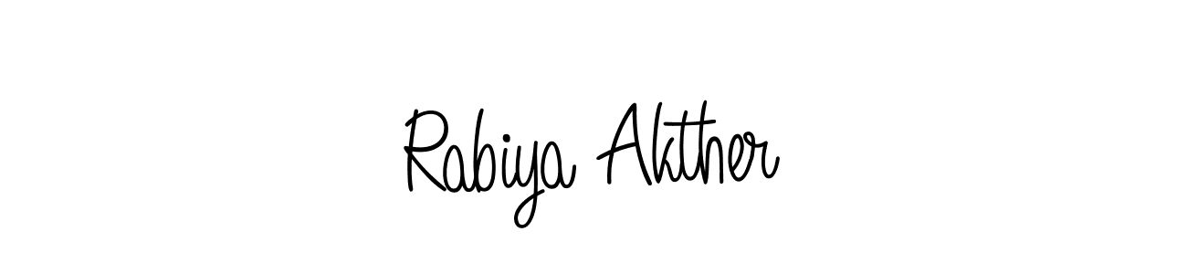 You should practise on your own different ways (Angelique-Rose-font-FFP) to write your name (Rabiya Akther) in signature. don't let someone else do it for you. Rabiya Akther signature style 5 images and pictures png