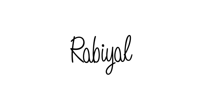 Make a beautiful signature design for name Rabiyal. With this signature (Angelique-Rose-font-FFP) style, you can create a handwritten signature for free. Rabiyal signature style 5 images and pictures png