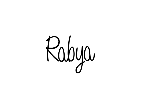 Use a signature maker to create a handwritten signature online. With this signature software, you can design (Angelique-Rose-font-FFP) your own signature for name Rabya. Rabya signature style 5 images and pictures png