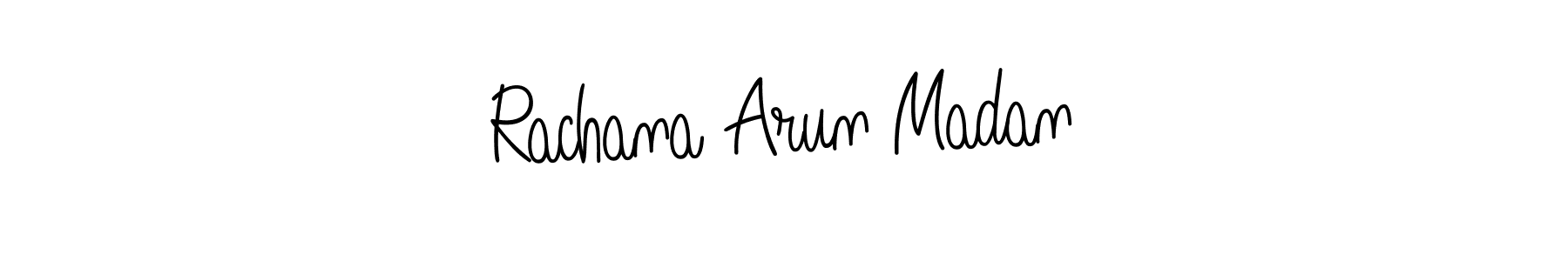 if you are searching for the best signature style for your name Rachana Arun Madan. so please give up your signature search. here we have designed multiple signature styles  using Angelique-Rose-font-FFP. Rachana Arun Madan signature style 5 images and pictures png