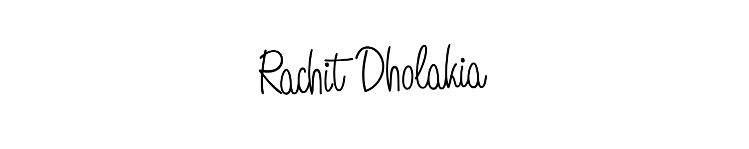 The best way (Angelique-Rose-font-FFP) to make a short signature is to pick only two or three words in your name. The name Rachit Dholakia include a total of six letters. For converting this name. Rachit Dholakia signature style 5 images and pictures png