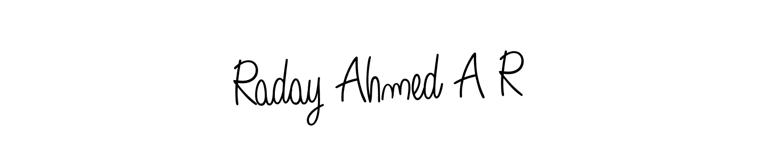 Use a signature maker to create a handwritten signature online. With this signature software, you can design (Angelique-Rose-font-FFP) your own signature for name Raday Ahmed A R. Raday Ahmed A R signature style 5 images and pictures png