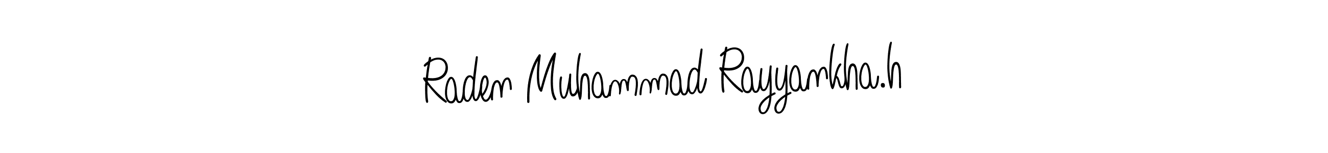 The best way (Angelique-Rose-font-FFP) to make a short signature is to pick only two or three words in your name. The name Raden Muhammad Rayyankha.h include a total of six letters. For converting this name. Raden Muhammad Rayyankha.h signature style 5 images and pictures png