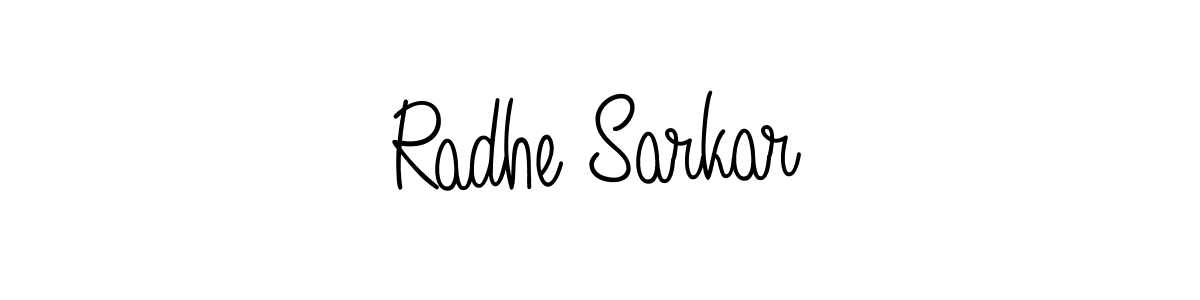 How to make Radhe Sarkar name signature. Use Angelique-Rose-font-FFP style for creating short signs online. This is the latest handwritten sign. Radhe Sarkar signature style 5 images and pictures png