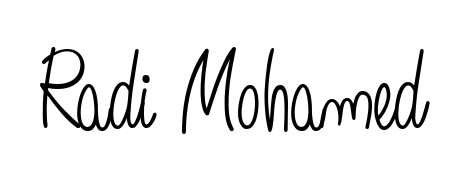 You should practise on your own different ways (Angelique-Rose-font-FFP) to write your name (Radi Mohamed) in signature. Don't let someone else do it for you. Radi Mohamed signature style 5 images and pictures png
