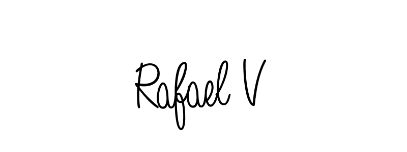 Use a signature maker to create a handwritten signature online. With this signature software, you can design (Angelique-Rose-font-FFP) your own signature for name Rafael V. Rafael V signature style 5 images and pictures png