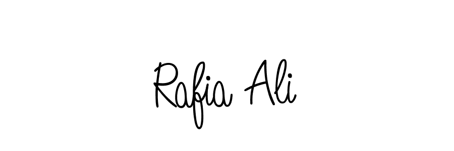 You should practise on your own different ways (Angelique-Rose-font-FFP) to write your name (Rafia Ali) in signature. don't let someone else do it for you. Rafia Ali signature style 5 images and pictures png