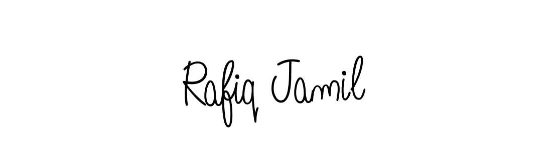 You should practise on your own different ways (Angelique-Rose-font-FFP) to write your name (Rafiq Jamil) in signature. don't let someone else do it for you. Rafiq Jamil signature style 5 images and pictures png