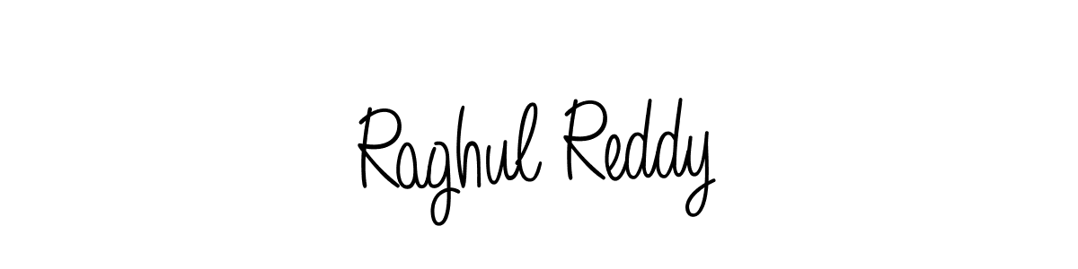 You should practise on your own different ways (Angelique-Rose-font-FFP) to write your name (Raghul Reddy) in signature. don't let someone else do it for you. Raghul Reddy signature style 5 images and pictures png