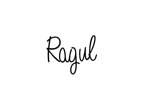 Use a signature maker to create a handwritten signature online. With this signature software, you can design (Angelique-Rose-font-FFP) your own signature for name Ragul. Ragul signature style 5 images and pictures png