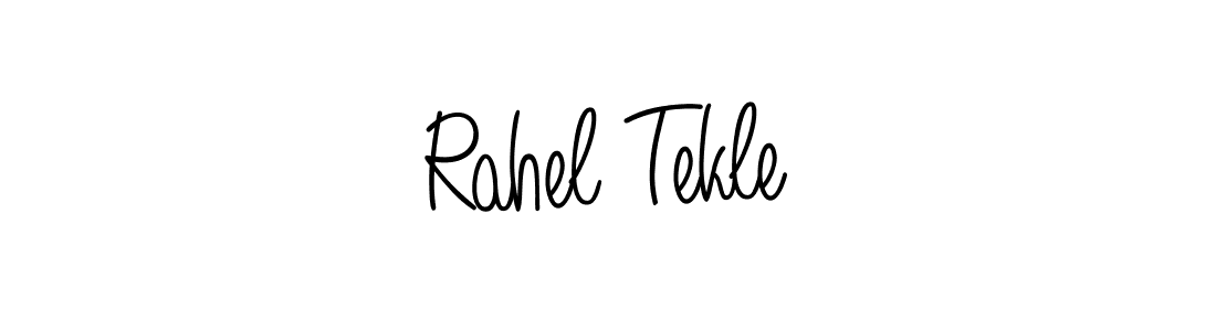 The best way (Angelique-Rose-font-FFP) to make a short signature is to pick only two or three words in your name. The name Rahel Tekle include a total of six letters. For converting this name. Rahel Tekle signature style 5 images and pictures png
