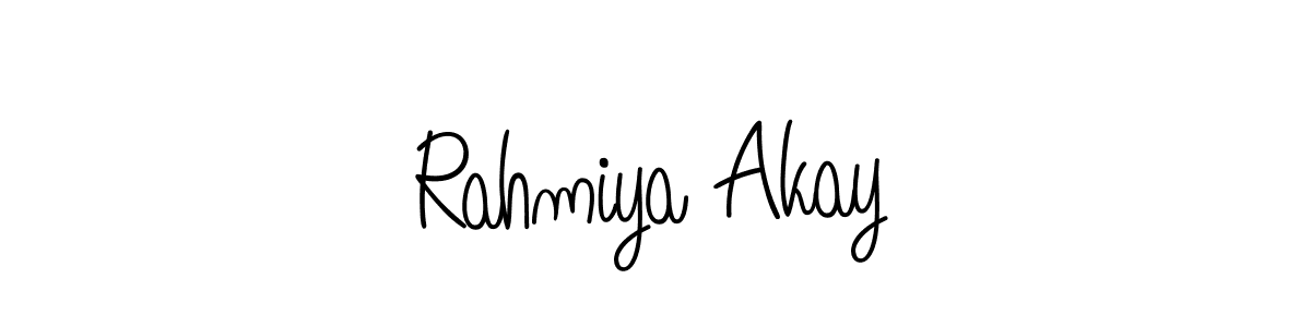 The best way (Angelique-Rose-font-FFP) to make a short signature is to pick only two or three words in your name. The name Rahmiya Akay include a total of six letters. For converting this name. Rahmiya Akay signature style 5 images and pictures png