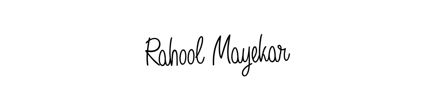 The best way (Angelique-Rose-font-FFP) to make a short signature is to pick only two or three words in your name. The name Rahool Mayekar include a total of six letters. For converting this name. Rahool Mayekar signature style 5 images and pictures png