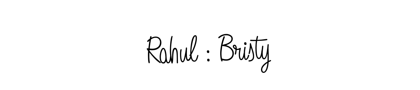 You should practise on your own different ways (Angelique-Rose-font-FFP) to write your name (Rahul : Bristy) in signature. don't let someone else do it for you. Rahul : Bristy signature style 5 images and pictures png