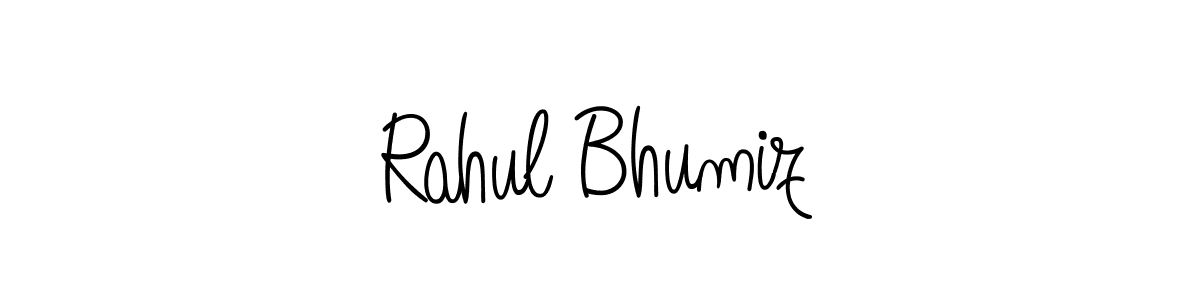 You should practise on your own different ways (Angelique-Rose-font-FFP) to write your name (Rahul Bhumiz) in signature. don't let someone else do it for you. Rahul Bhumiz signature style 5 images and pictures png