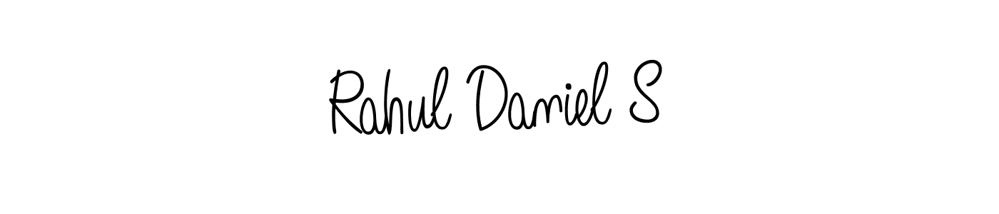 You should practise on your own different ways (Angelique-Rose-font-FFP) to write your name (Rahul Daniel S) in signature. don't let someone else do it for you. Rahul Daniel S signature style 5 images and pictures png