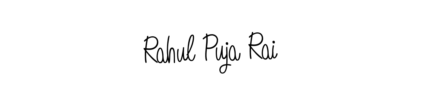 How to make Rahul Puja Rai name signature. Use Angelique-Rose-font-FFP style for creating short signs online. This is the latest handwritten sign. Rahul Puja Rai signature style 5 images and pictures png