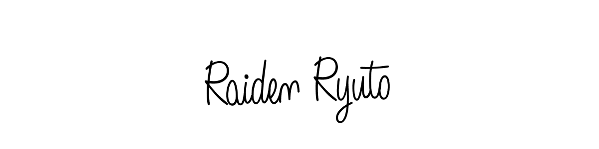 How to make Raiden Ryuto name signature. Use Angelique-Rose-font-FFP style for creating short signs online. This is the latest handwritten sign. Raiden Ryuto signature style 5 images and pictures png