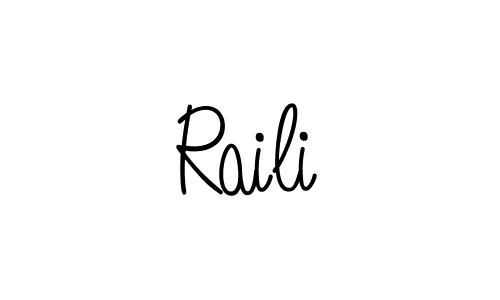 Design your own signature with our free online signature maker. With this signature software, you can create a handwritten (Angelique-Rose-font-FFP) signature for name Raili. Raili signature style 5 images and pictures png