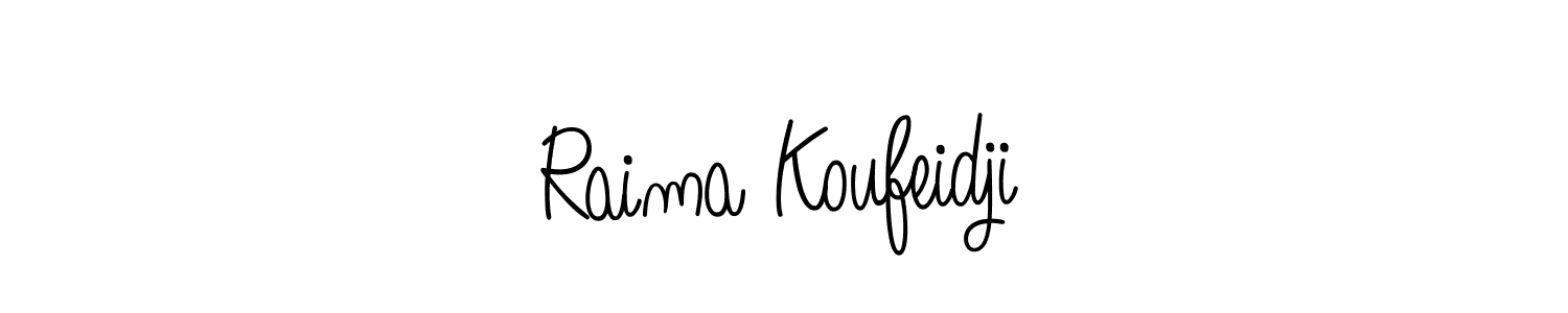 Make a short Raima Koufeidji signature style. Manage your documents anywhere anytime using Angelique-Rose-font-FFP. Create and add eSignatures, submit forms, share and send files easily. Raima Koufeidji signature style 5 images and pictures png