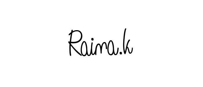 The best way (Angelique-Rose-font-FFP) to make a short signature is to pick only two or three words in your name. The name Raina.k include a total of six letters. For converting this name. Raina.k signature style 5 images and pictures png