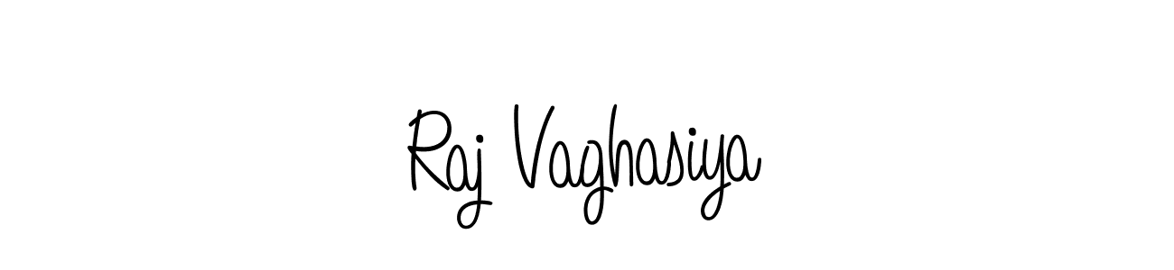 You should practise on your own different ways (Angelique-Rose-font-FFP) to write your name (Raj Vaghasiya) in signature. don't let someone else do it for you. Raj Vaghasiya signature style 5 images and pictures png