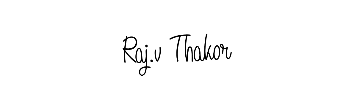You should practise on your own different ways (Angelique-Rose-font-FFP) to write your name (Raj.v Thakor) in signature. don't let someone else do it for you. Raj.v Thakor signature style 5 images and pictures png