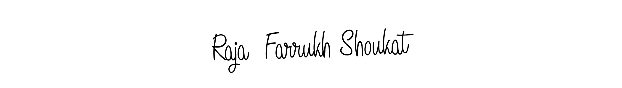Use a signature maker to create a handwritten signature online. With this signature software, you can design (Angelique-Rose-font-FFP) your own signature for name Raja  Farrukh Shoukat. Raja  Farrukh Shoukat signature style 5 images and pictures png