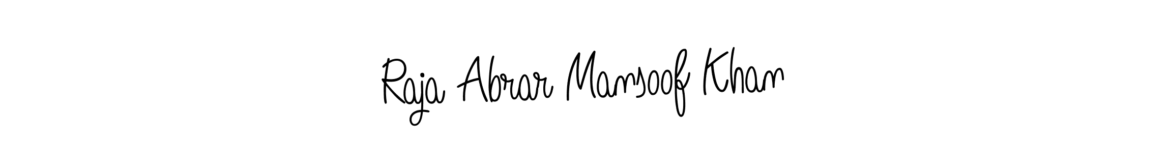 You can use this online signature creator to create a handwritten signature for the name Raja Abrar Mansoof Khan. This is the best online autograph maker. Raja Abrar Mansoof Khan signature style 5 images and pictures png