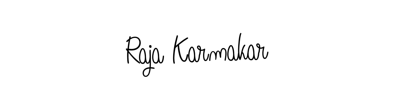 You should practise on your own different ways (Angelique-Rose-font-FFP) to write your name (Raja Karmakar) in signature. don't let someone else do it for you. Raja Karmakar signature style 5 images and pictures png