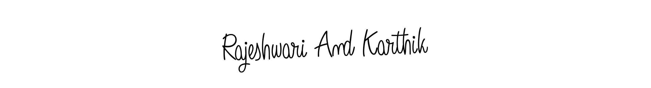 The best way (Angelique-Rose-font-FFP) to make a short signature is to pick only two or three words in your name. The name Rajeshwari And Karthik include a total of six letters. For converting this name. Rajeshwari And Karthik signature style 5 images and pictures png