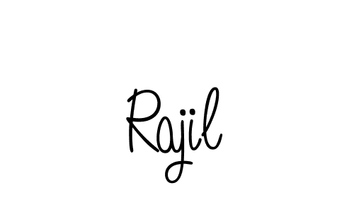 Use a signature maker to create a handwritten signature online. With this signature software, you can design (Angelique-Rose-font-FFP) your own signature for name Rajil. Rajil signature style 5 images and pictures png