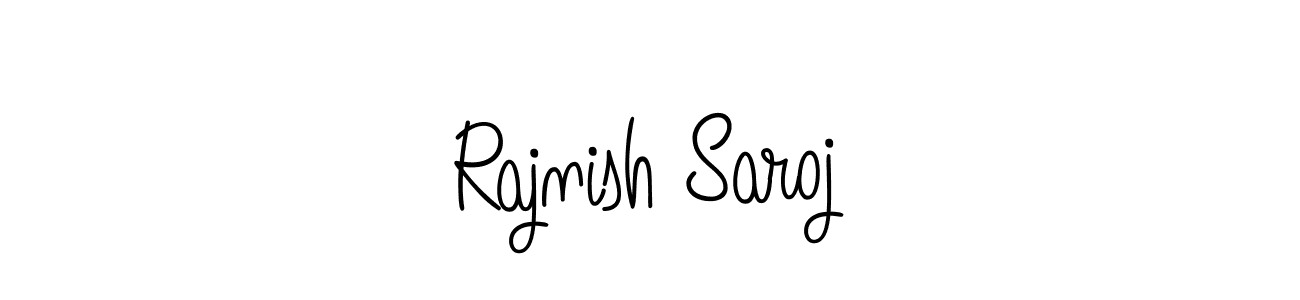 The best way (Angelique-Rose-font-FFP) to make a short signature is to pick only two or three words in your name. The name Rajnish Saroj include a total of six letters. For converting this name. Rajnish Saroj signature style 5 images and pictures png