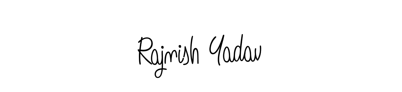 The best way (Angelique-Rose-font-FFP) to make a short signature is to pick only two or three words in your name. The name Rajnish Yadav include a total of six letters. For converting this name. Rajnish Yadav signature style 5 images and pictures png