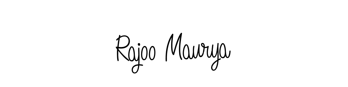 The best way (Angelique-Rose-font-FFP) to make a short signature is to pick only two or three words in your name. The name Rajoo Maurya include a total of six letters. For converting this name. Rajoo Maurya signature style 5 images and pictures png