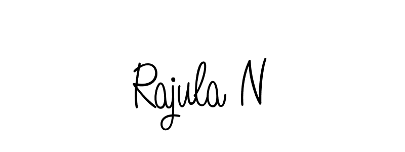 if you are searching for the best signature style for your name Rajula N. so please give up your signature search. here we have designed multiple signature styles  using Angelique-Rose-font-FFP. Rajula N signature style 5 images and pictures png