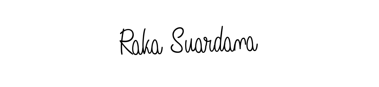 You should practise on your own different ways (Angelique-Rose-font-FFP) to write your name (Raka Suardana) in signature. don't let someone else do it for you. Raka Suardana signature style 5 images and pictures png