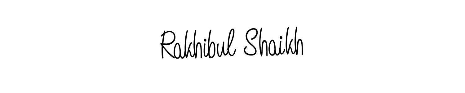 Use a signature maker to create a handwritten signature online. With this signature software, you can design (Angelique-Rose-font-FFP) your own signature for name Rakhibul Shaikh. Rakhibul Shaikh signature style 5 images and pictures png