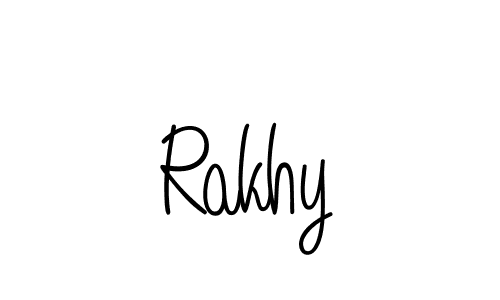 Use a signature maker to create a handwritten signature online. With this signature software, you can design (Angelique-Rose-font-FFP) your own signature for name Rakhy. Rakhy signature style 5 images and pictures png