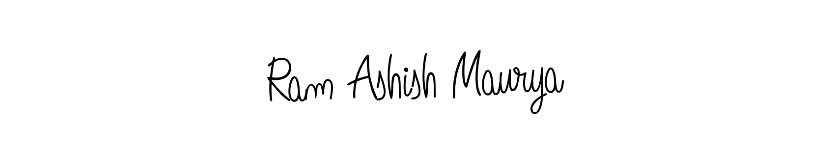 You should practise on your own different ways (Angelique-Rose-font-FFP) to write your name (Ram Ashish Maurya) in signature. don't let someone else do it for you. Ram Ashish Maurya signature style 5 images and pictures png