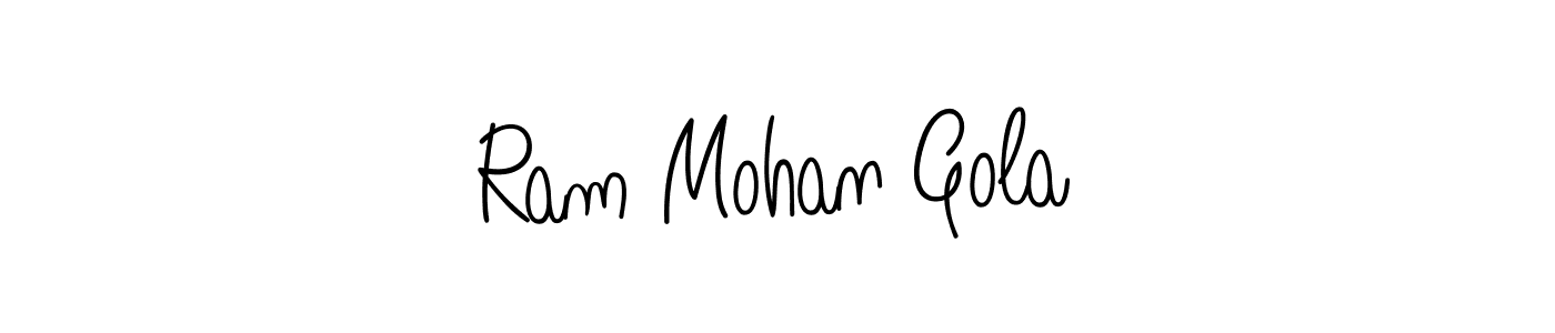 The best way (Angelique-Rose-font-FFP) to make a short signature is to pick only two or three words in your name. The name Ram Mohan Gola include a total of six letters. For converting this name. Ram Mohan Gola signature style 5 images and pictures png