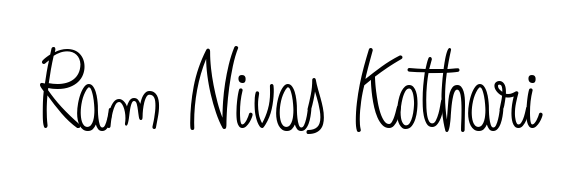 Transform the name Ram Nivas Kothari into a signature masterpiece using Angelique-Rose-font-FFP font. Ideal for photographers, artists, and creators looking for watermarks. Ram Nivas Kothari signature style 5 images and pictures png
