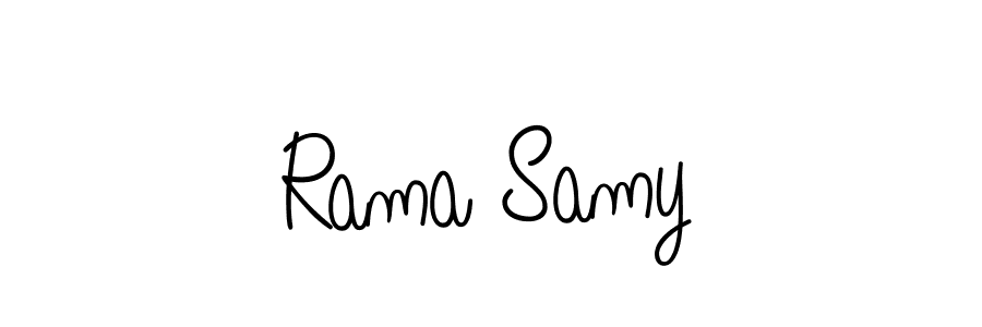 Use a signature maker to create a handwritten signature online. With this signature software, you can design (Angelique-Rose-font-FFP) your own signature for name Rama Samy. Rama Samy signature style 5 images and pictures png