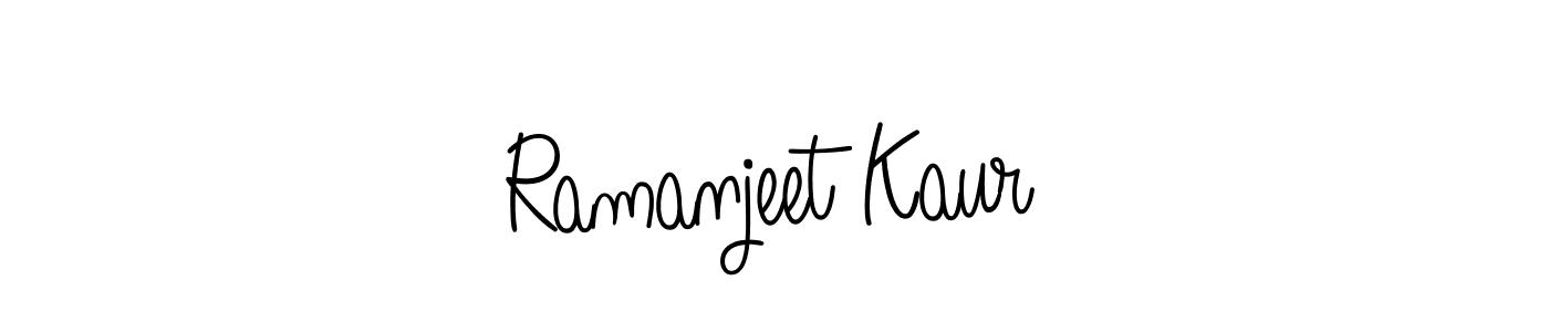 You should practise on your own different ways (Angelique-Rose-font-FFP) to write your name (Ramanjeet Kaur) in signature. don't let someone else do it for you. Ramanjeet Kaur signature style 5 images and pictures png