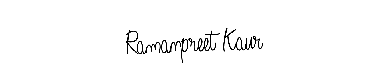 The best way (Angelique-Rose-font-FFP) to make a short signature is to pick only two or three words in your name. The name Ramanpreet Kaur include a total of six letters. For converting this name. Ramanpreet Kaur signature style 5 images and pictures png