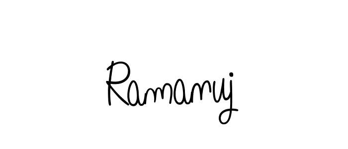 Use a signature maker to create a handwritten signature online. With this signature software, you can design (Angelique-Rose-font-FFP) your own signature for name Ramanuj. Ramanuj signature style 5 images and pictures png