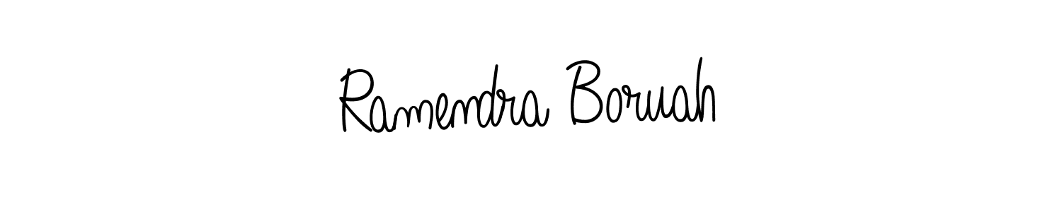You should practise on your own different ways (Angelique-Rose-font-FFP) to write your name (Ramendra Boruah) in signature. don't let someone else do it for you. Ramendra Boruah signature style 5 images and pictures png