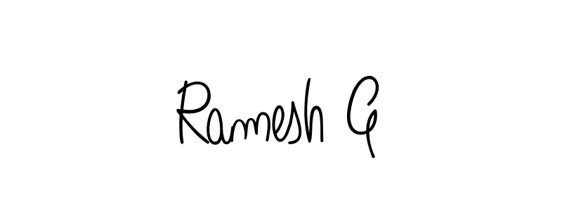 Use a signature maker to create a handwritten signature online. With this signature software, you can design (Angelique-Rose-font-FFP) your own signature for name Ramesh G. Ramesh G signature style 5 images and pictures png