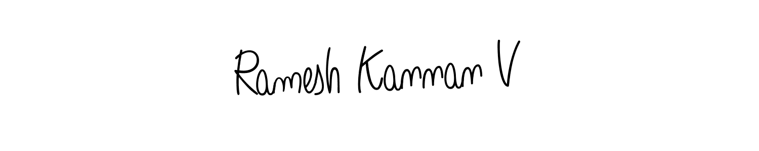 Design your own signature with our free online signature maker. With this signature software, you can create a handwritten (Angelique-Rose-font-FFP) signature for name Ramesh Kannan V. Ramesh Kannan V signature style 5 images and pictures png